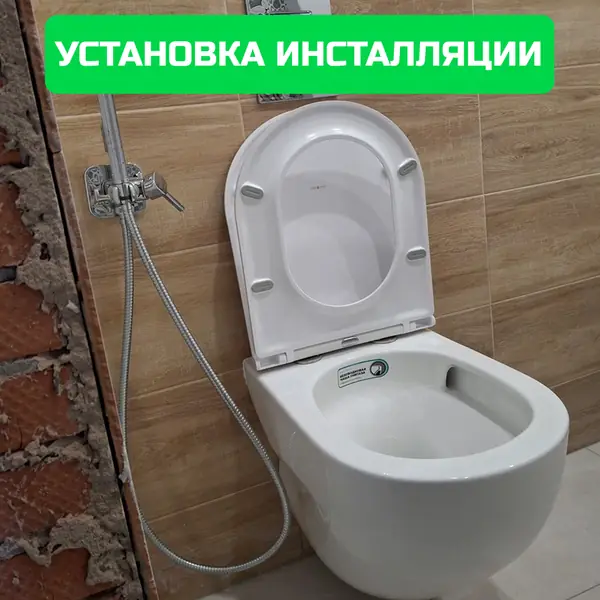 Установка инсталляции и подвесного унитаза с гигиеническим душем